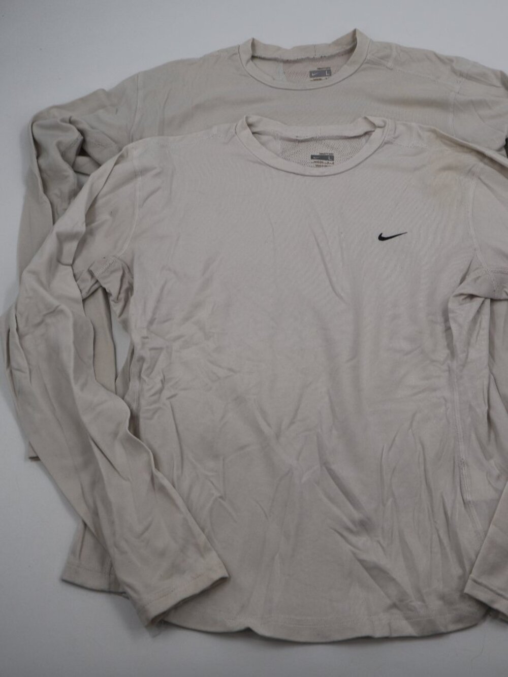 Nike Fit Dry Long Sleeve Shirt Mens L Cream Lot of 2 Mesh Back 238753-100